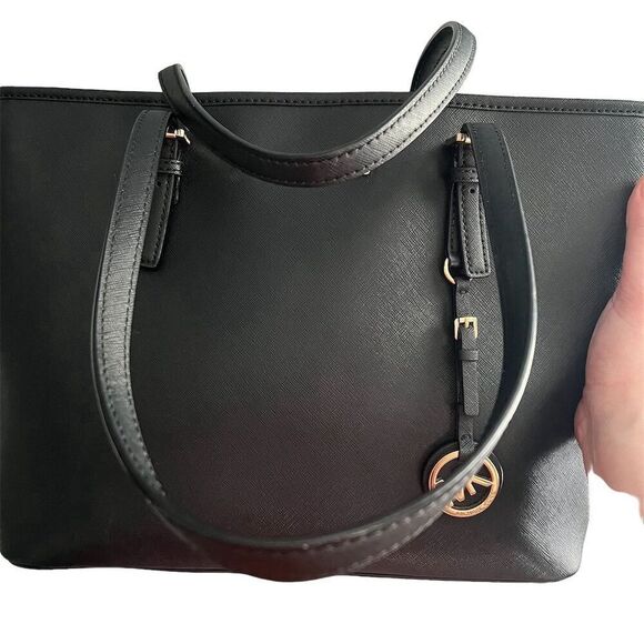 Michael Kors Jet Set Travel Black Tote Bag Shoulder Handbag - Picture 12 of 13